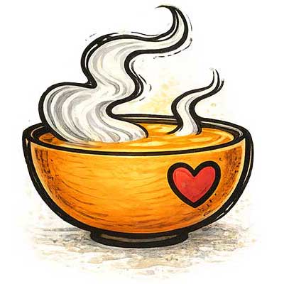 Drawn bowl of soup